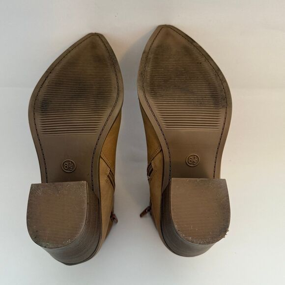 Universal Thread Boots Womens 8.5 Ankle Booties Tan Faux Leather 3" Block Heel - Picture 8 of 9